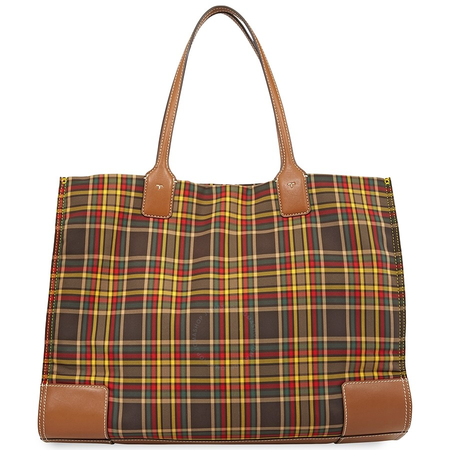 Tory Burch Ella Plaid Tote- Green Shetland Wool 58393-311