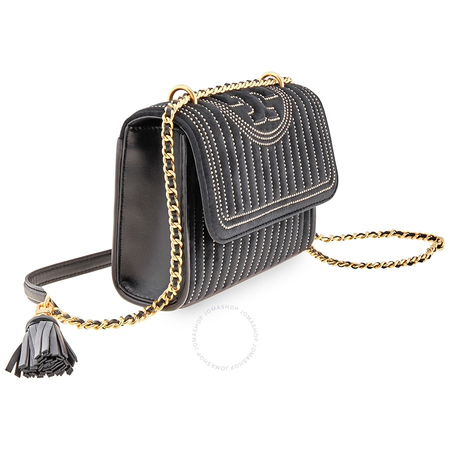 Tory Burch Fleming Velvet Small Convertible Shoulder Bag- Black 56277-001