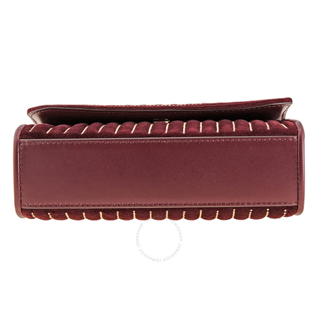 Tory Burch Fleming Velvet Small Convertible Shoulder Bag- Claret 56277-639