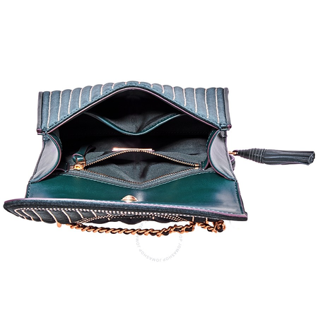 Tory Burch Fleming Velvet Small Convertible Shoulder Bag- Pine Tree 56277-304
