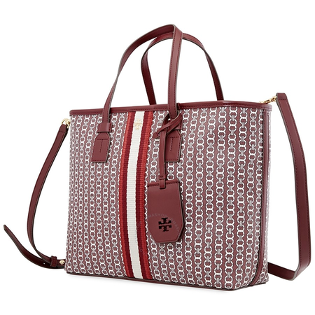 Tory Burch Gemini Link Canvas Small Tote- Royal Burgundy Gemini Link 53304-989