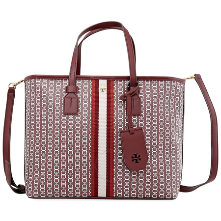 Tory Burch Gemini Link Canvas Small Tote- Royal Burgundy Gemini Link 53304-989