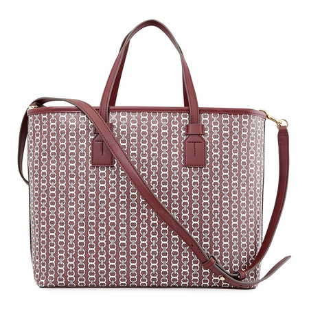 Tory Burch Gemini Link Canvas Small Tote- Royal Burgundy Gemini Link 53304-989