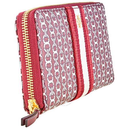 Tory Burch Gemini Link Canvas Zip Continental Wallet - Royal Burgundy 55311-989
