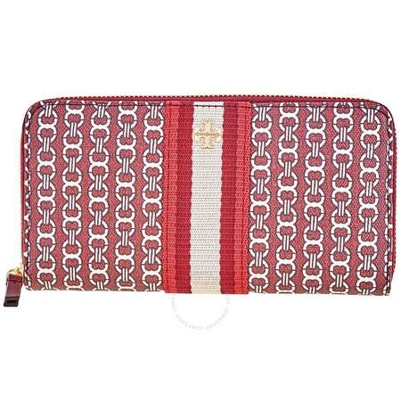Tory Burch Gemini Link Canvas Zip Continental Wallet - Royal Burgundy 55311-989