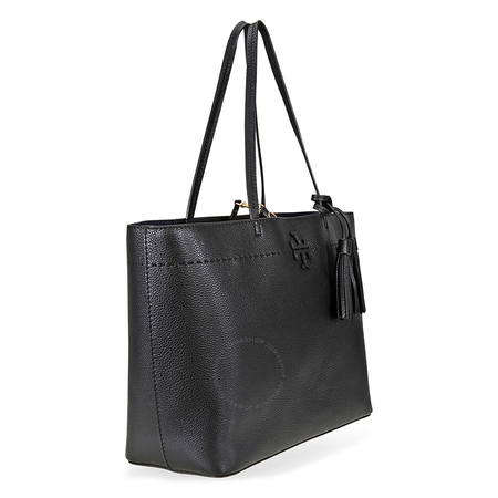 Tory Burch McGraw Leather Tote - Black / Royal Navy 42200-018