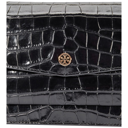 Tory Burch Robinson Embossed Shoulder Bag- Black 58100-001