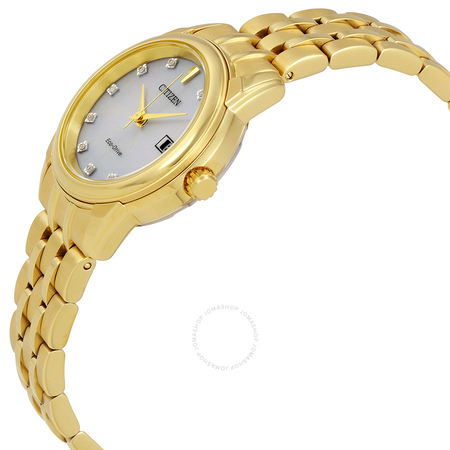 Citizen Diamond Silver Dial Yellow Gold-tone Ladies Watch EW2392-54A