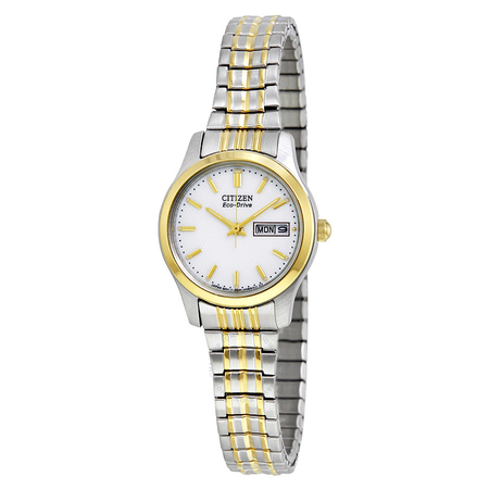 Citizen Eco-Drive Expansion White Dial Two-tone Ladies Watch EW3154-90A