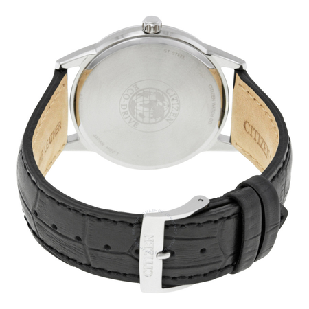 Citizen Eco-Drive Silver Dial Black Leather Men's Watch AW1236-03A