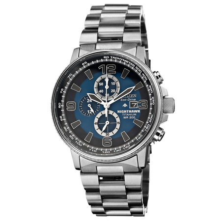 Citizen Eco Drive Nighthawk Blue Dial Titanium Men's Watch CA0500-51L