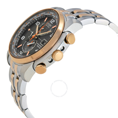 Citizen Eco Drive World Time Grey Dial Two-tone Men's Watch AT9016-56H