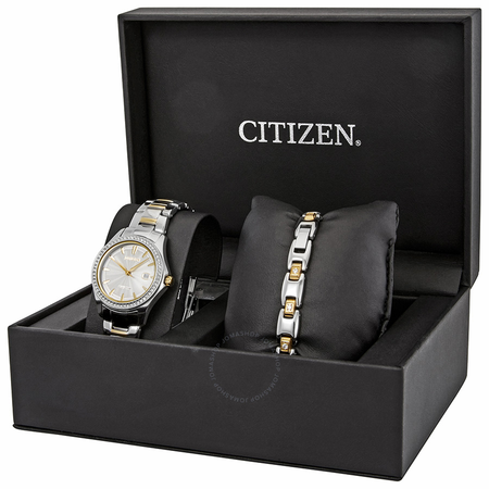 Citizen Silhouette Crystal Silver Dial Ladies Watch Set FE1144-69A