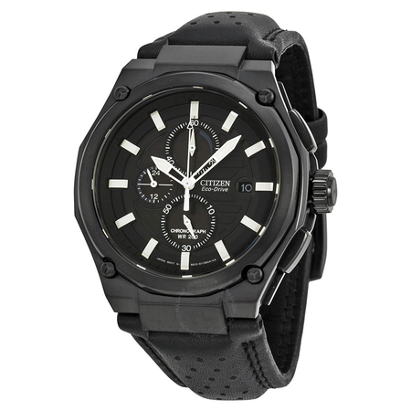 Citizen Sport Eco-drive Chronograph Black Dial Black IP Steel Men's Watch CA0315-01E