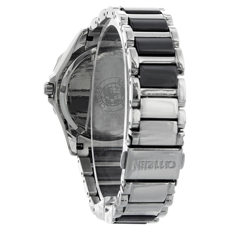 Citizen Ceramic Eco-Drive Diamond Black Dial Steel Black Ceramic Bracelet Ladies Watch EM0031-56E