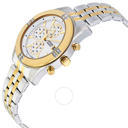 Citizen Silver Dial Ladies Two-Tone Chronograph Watch FA1044-51A