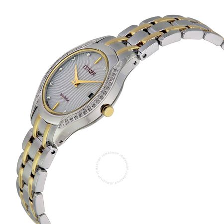 Citizen Diamond White Dial Two-tone Stainless Steel Ladies Watch GA1064-56A