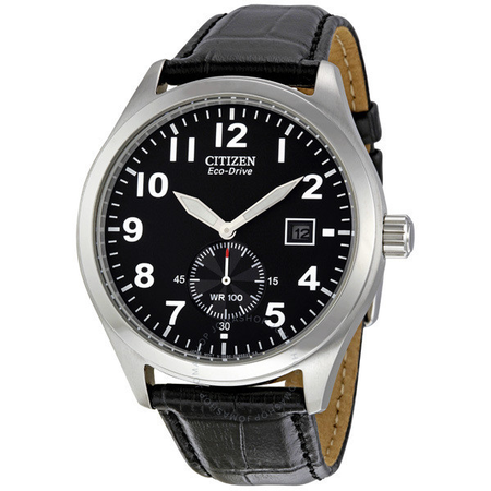 Citizen Eco Drive Black Dial Black Leather Strap Men's Watch BV1060-07E