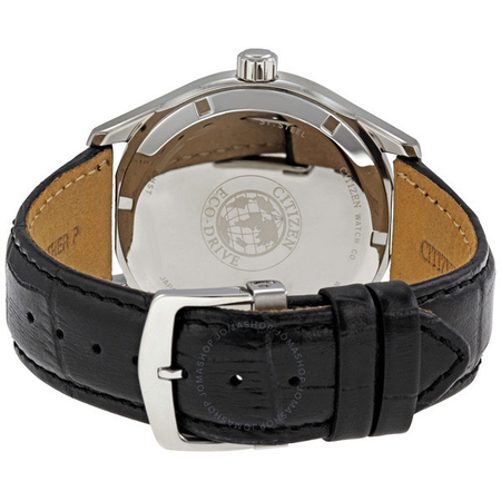 Citizen Eco Drive Black Dial Black Leather Strap Men's Watch BV1060-07E