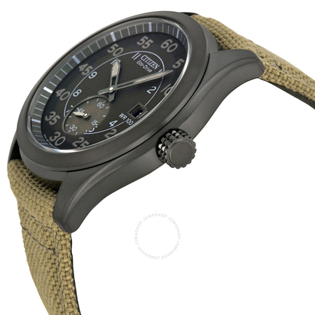 Citizen Eco Drive Black Dial Tan Nylon Strap Men's Watch BV1085-31E