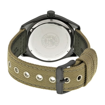 Citizen Eco Drive Black Dial Tan Nylon Strap Men's Watch BV1085-31E