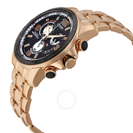 Citizen Eco Drive Chrono Time A-T Black Dial Gold-tone Men's Watch BY0108-50E