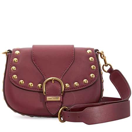Marc Jacobs Studded Navigator Shoulder Bag- Cabernet Red M0012153-619