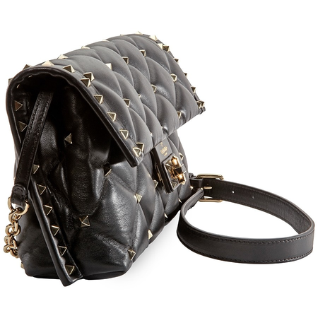 Valentino Candystud Quilted Shoulder Bag- Black QW0B0B83NAP-0NO