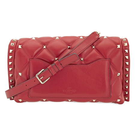 Valentino Candystud Quilted Shoulder Bag- Red QW0B0B83NAP-0RO