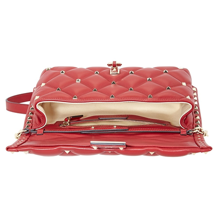 Valentino Candystud Quilted Shoulder Bag- Red QW0B0B83NAP-0RO