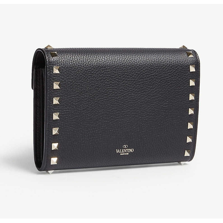 Valentino Valentino Ladies Leather Rockstud Black Envelope Wallet On Chain P0Q48VSH0NO