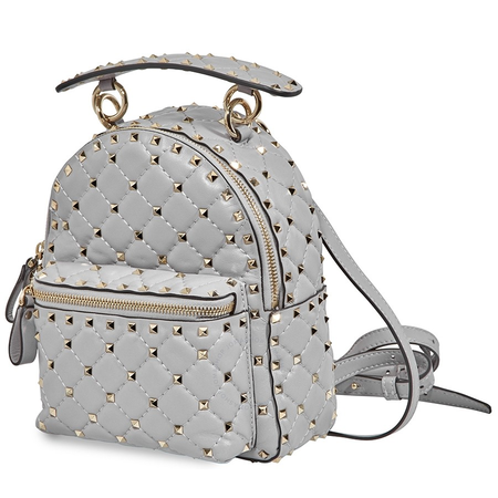 Valentino Ladies Leather Rockstud Spike Gray Spike Mini Backpack B0B63 NAP PR6
