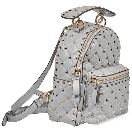 Valentino Ladies Leather Rockstud Spike Gray Spike Mini Backpack B0B63 NAP PR6
