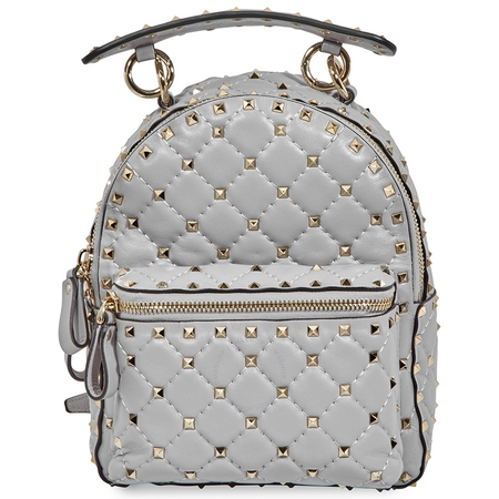 Valentino Ladies Leather Rockstud Spike Gray Spike Mini Backpack B0B63 NAP PR6