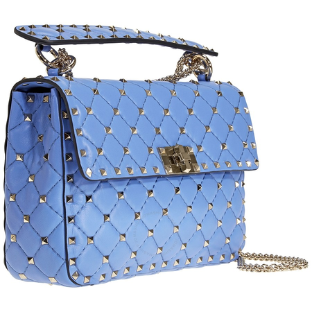 Valentino Medium Rockstud Spike Shoulder Bag- Angel Blue RW2B0122NAP-GY7
