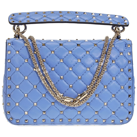 Valentino Medium Rockstud Spike Shoulder Bag- Angel Blue RW2B0122NAP-GY7