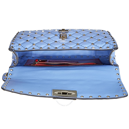 Valentino Medium Rockstud Spike Shoulder Bag- Angel Blue RW2B0122NAP-GY7