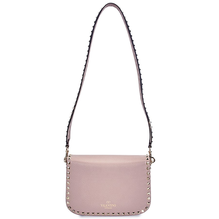 Valentino Rockstud Grainy Calfskin Crossbody Bag- Poudre RW2B0C25VSL P45