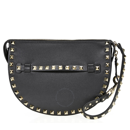 Valentino Rockstud Leather Clutch- Black PW2B0A88BOL 0NO