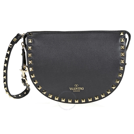 Valentino Rockstud Leather Clutch- Black PW2B0A88BOL 0NO