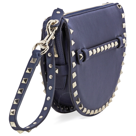 Valentino Rockstud Leather Clutch- Marine PW2B0A88BOL M30