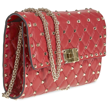 Valentino Rockstud Spike Crossbody Bag- Red RW2B0137NAP 0RO