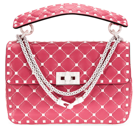 Valentino Rockstud Spike Medium Shoulder Bag- Shadow Pink B0122RVH 0HO