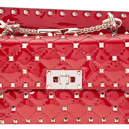 Valentino Small Patent Rockstud Spike Bag- Red RW2B0123VNE-0RO