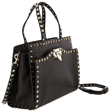 Valentino Small Rockstud Top Handle Bag- Black QW0B0C65VSL-0NO