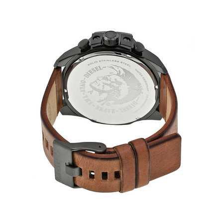 Diesel Mega Chief Black Dial Brown Leather Men's Quartz Watch DZ4343