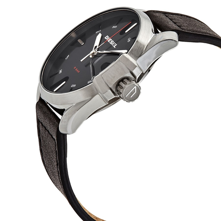 Diesel MS9 Quartz Black Dial Black Leather Men's Watch DZ1862