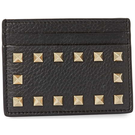 Valentino Ladies Card Case Rockstud Black Rockstud Cardholder P0486 VSH 0NO
