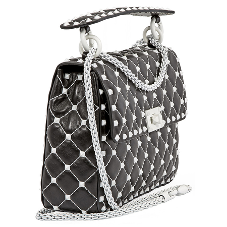 Valentino Rockstud Spike Medium Shoulder Bag- Black B0122RVH 0NO