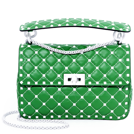 Valentino Rockstud Spike Medium Shoulder Bag- Green B0122RVH-0K2